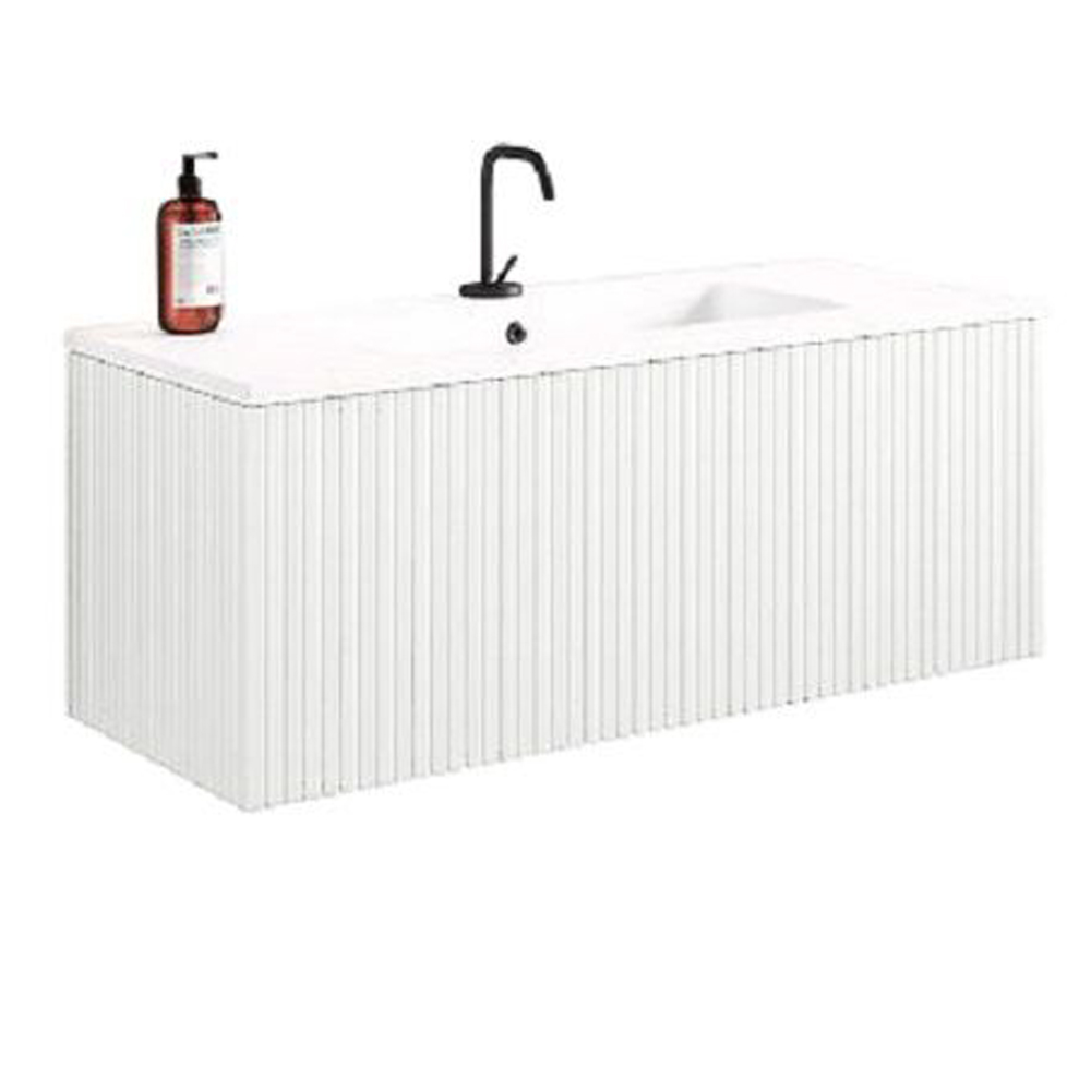 40" Bright White Finish Wall Mount Bath Vanity with Linen Cabinet Option Made in Spain