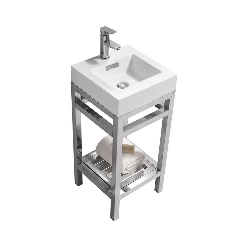 Modern Lux 16" Stainless Steel Console with Acrylic Sink - Chrome