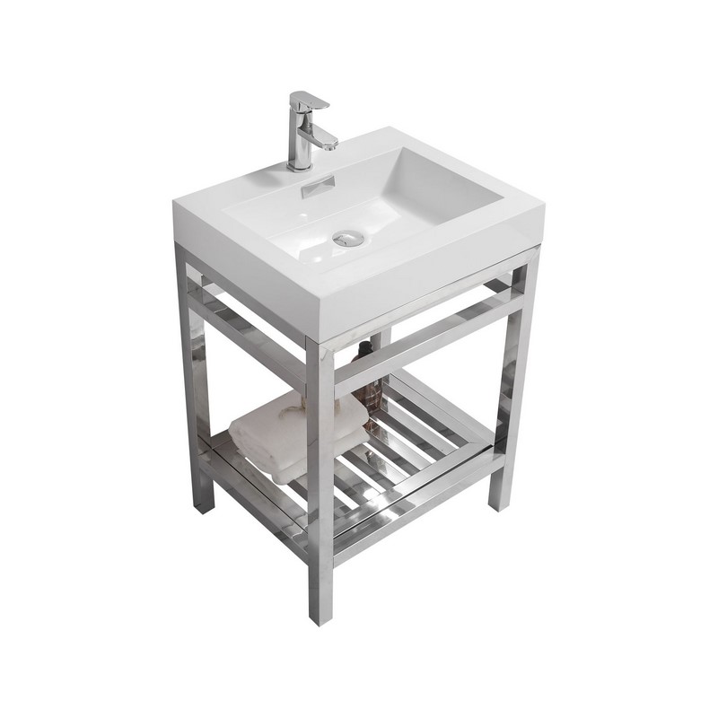 Modern Lux 24 Stainless Steel Console With Acrylic Sink Chrome - Reinforced Acrylic Composite Bathroom Sink