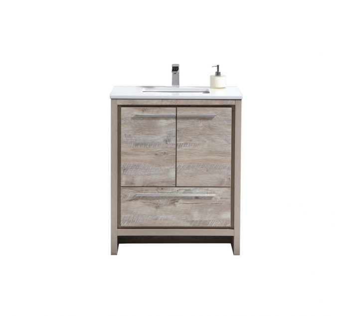 Modern Lux 30" Nature Wood Modern Bathroom Vanity with White Quartz Counter-Top