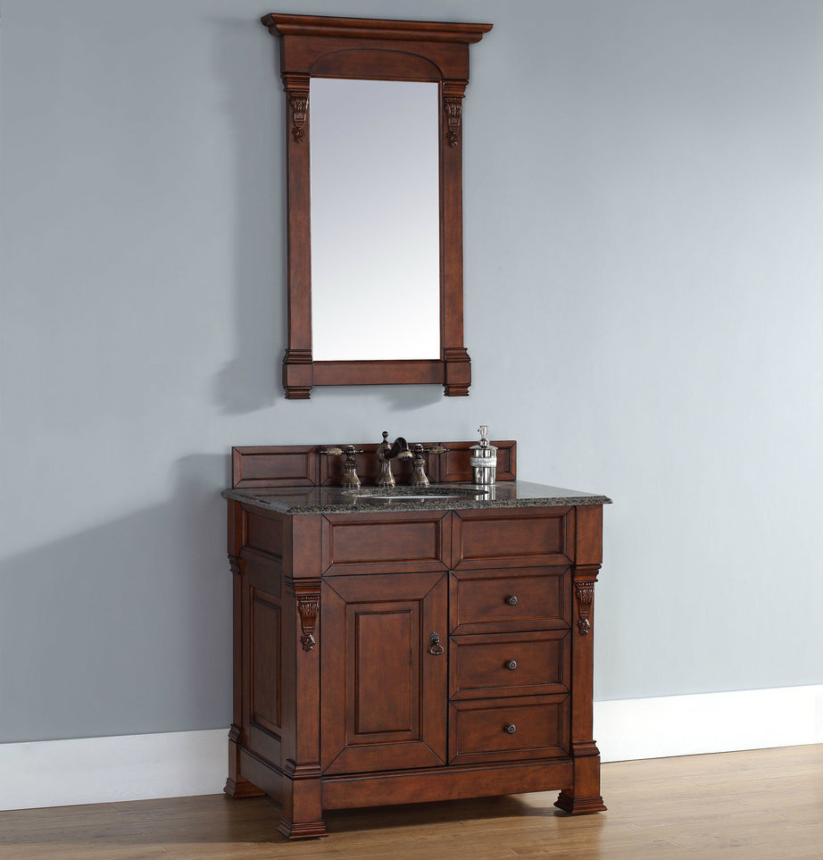 James Martin Brookfield Collection 36" Single Vanity with Drawers, Warm Cherry