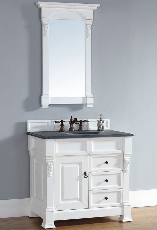 James Martin Brookfield Collection 36" Single Vanity with Drawers, Bright White