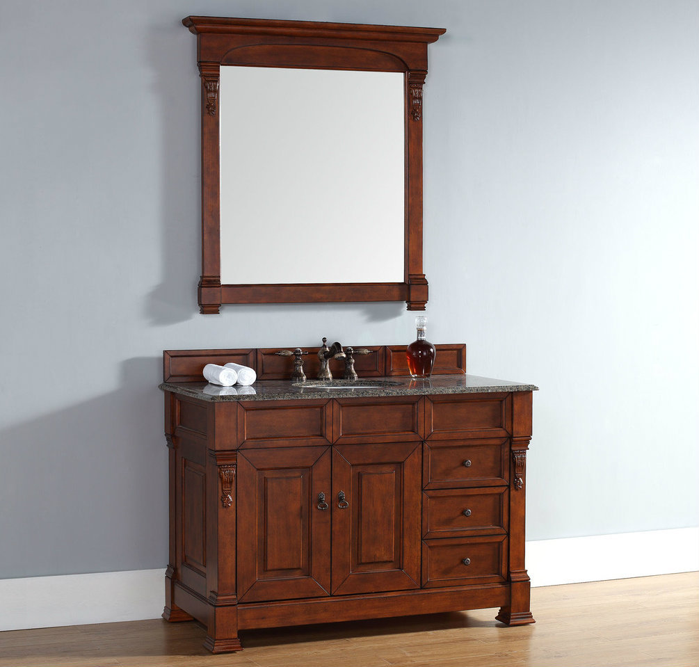 James Martin Brookfield Collection 48" Single Vanity with Drawers, Warm Cherry