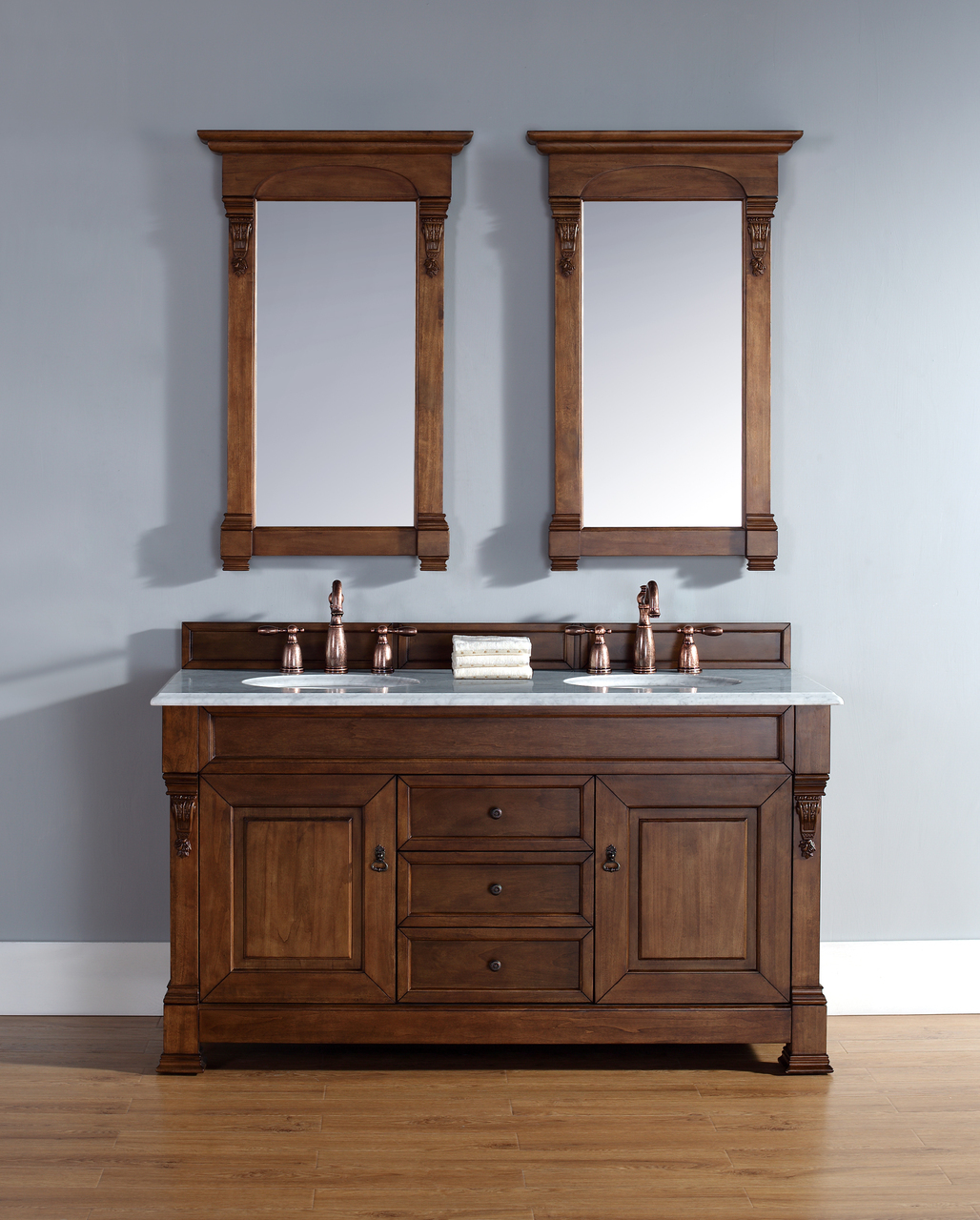 James Martin 60 inch Country Oak Double Bathroom Vanity Optional Countertops