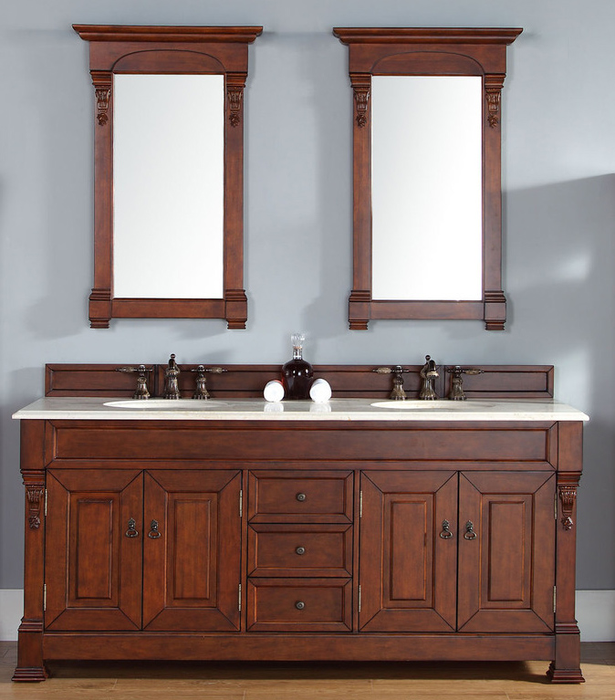 James Martin Brookfield Collection 72" Double Vanity, Warm Cherry