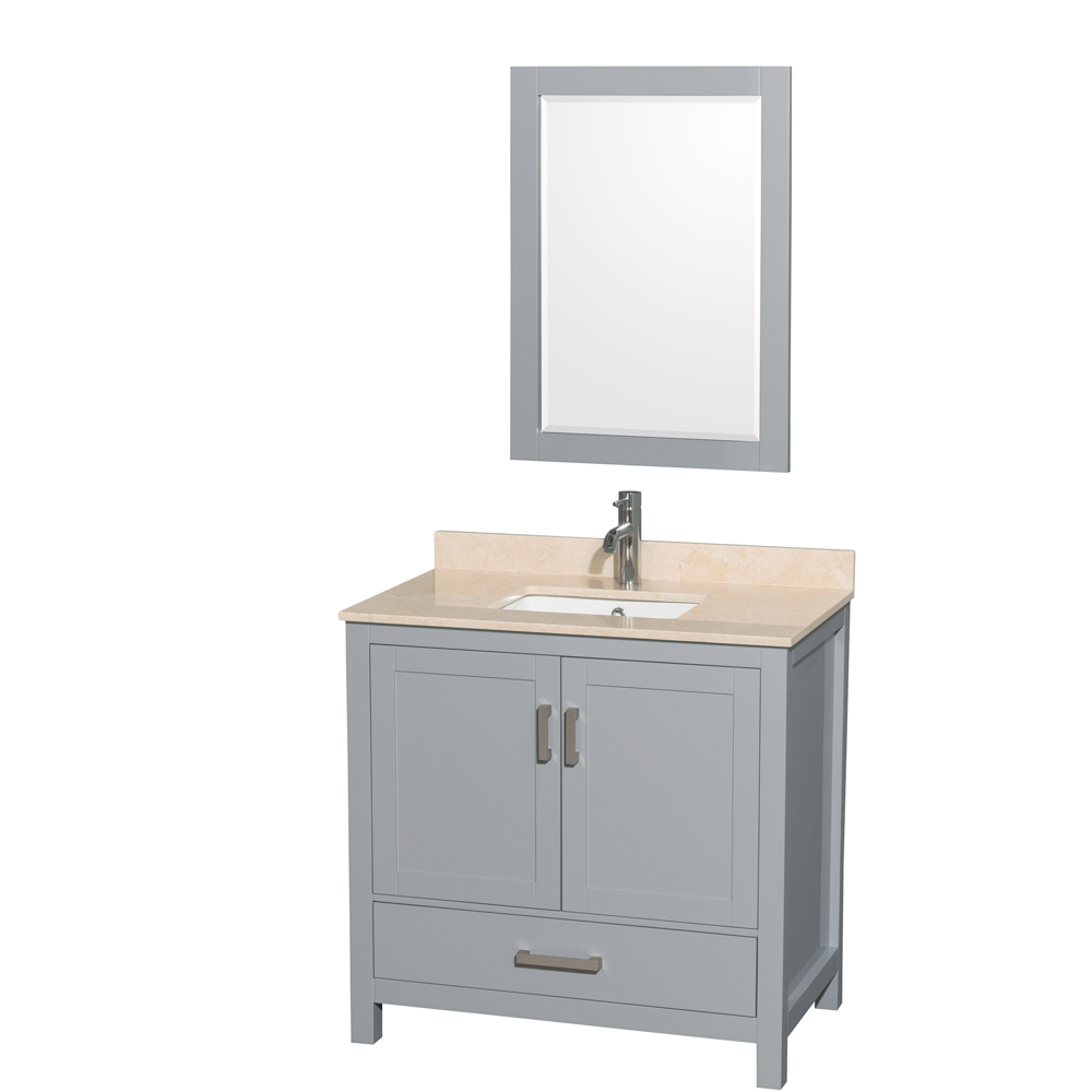 Sheffield 36" Single Bathroom Vanity in Gray with Countertop, Undermount Sink, and Mirror Options