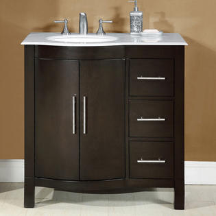 Accord 36 inch Contemporary Single Sink Bathroom Vanity with Left Sink