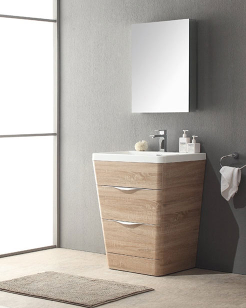 25 inch Modern Bathroom Vanity White Oak Finish 