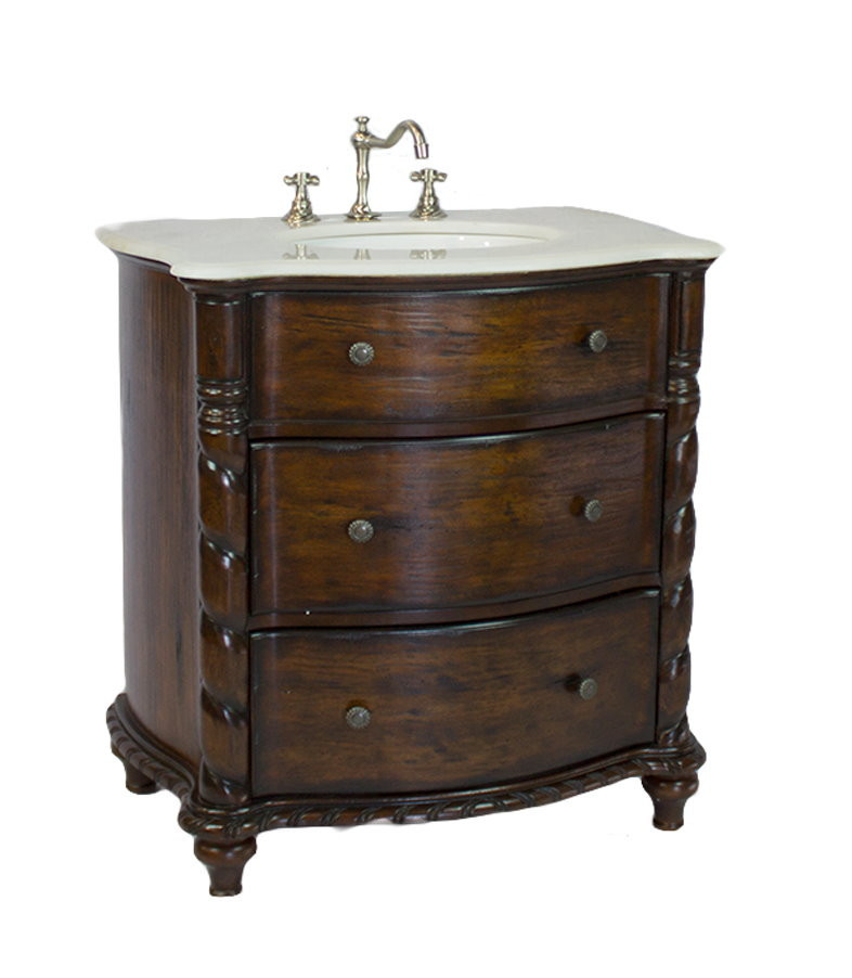 Adelina 31 inch Antique Bathroom Vanity White Marble Top