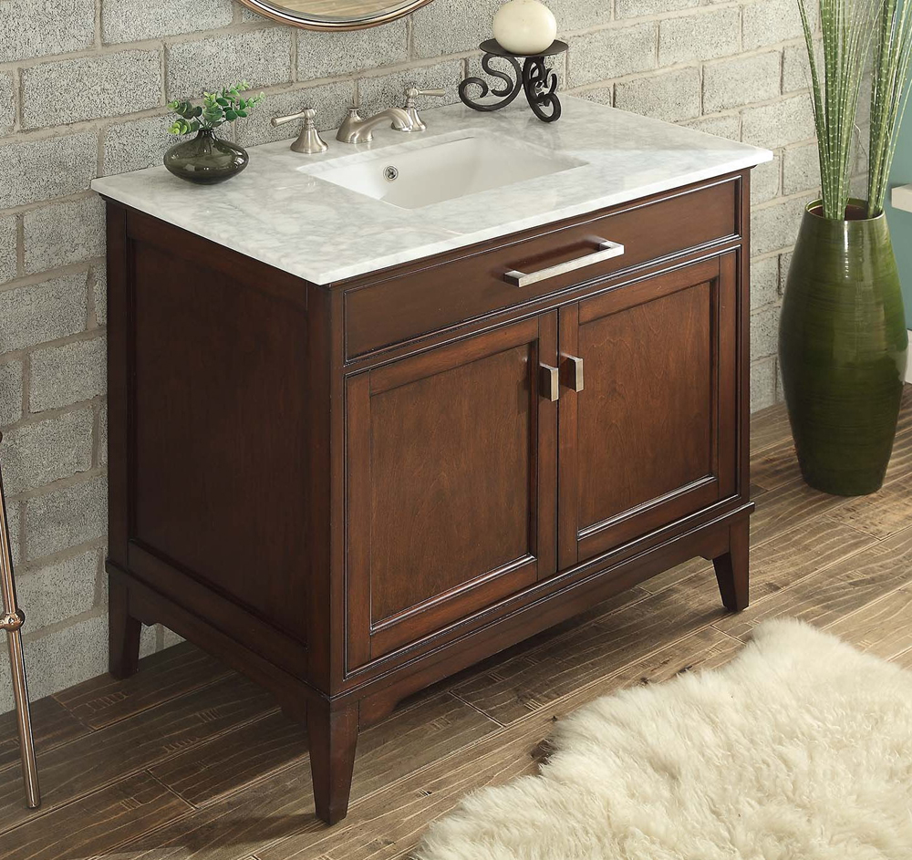 37 inch Contemporary Bathroom Vanity Constructed of Solid Wood
