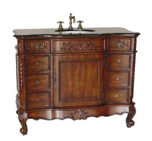 Adelina 45" All Wood Construction Brookdale Bathroom Sink Vanity with Black Granite Countertop