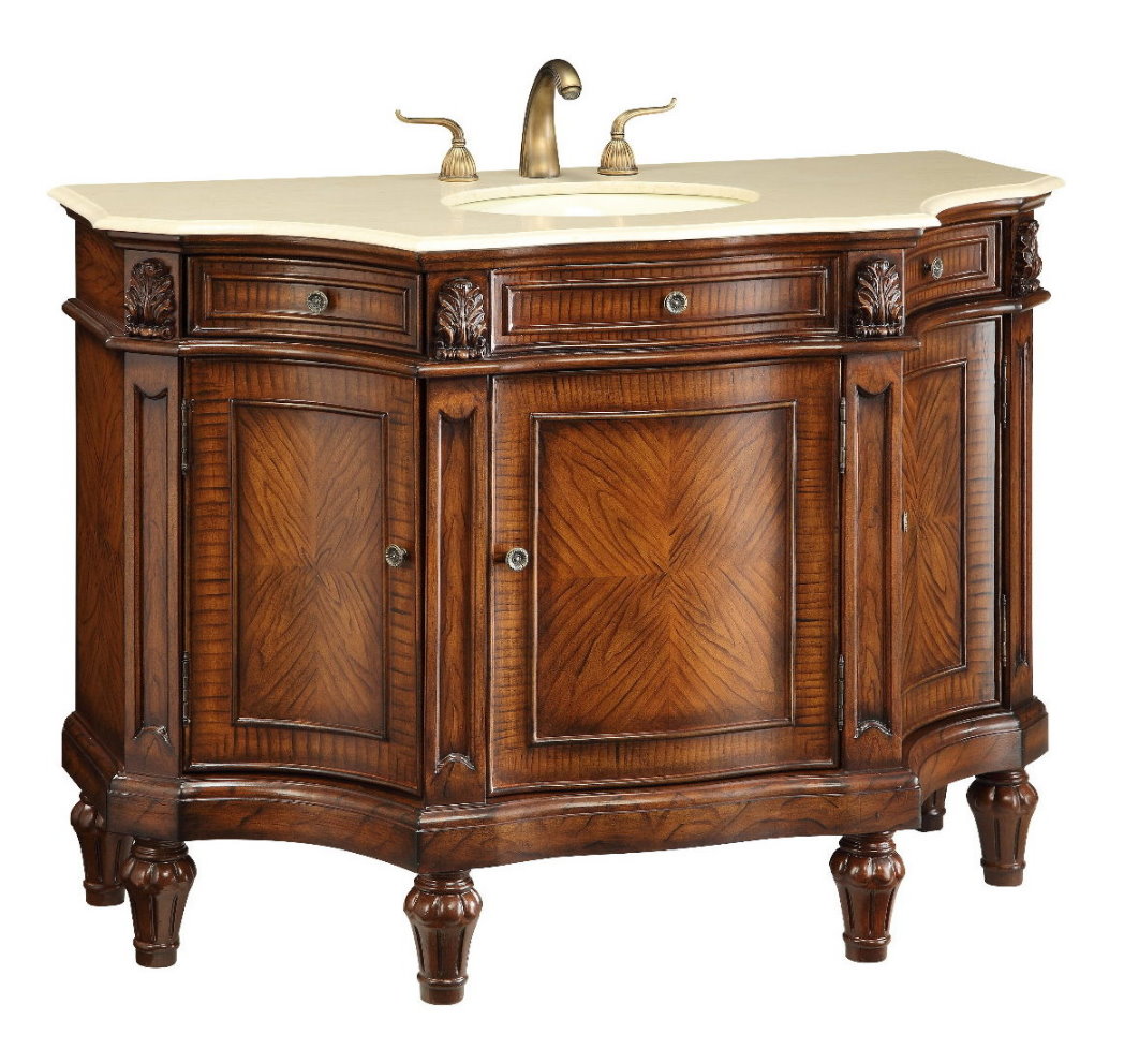 48 inch Adelina Antique Bathroom Vanity Cream Marble Top