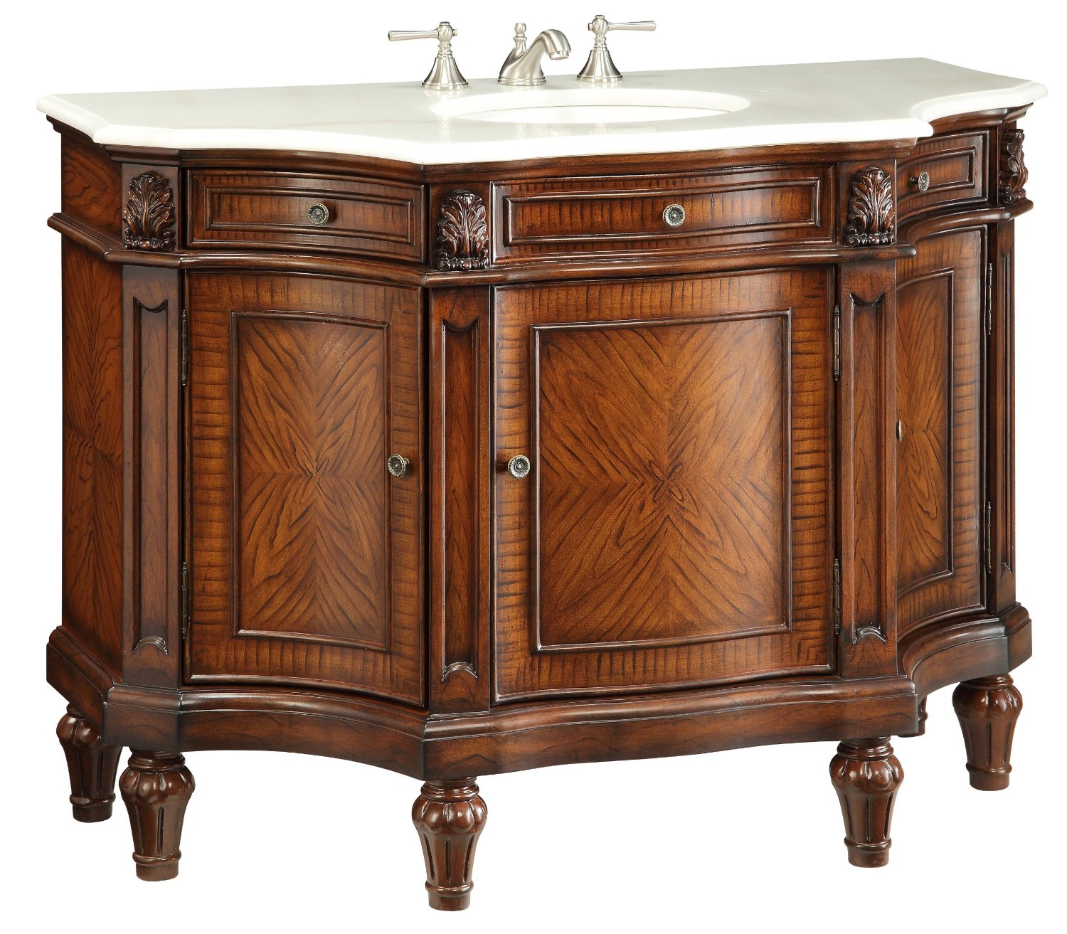 48 inch Adelina Antique Bathroom Vanity White Marble Top 48 inch Adelina Antique Bathroom Vanity White Marble Top