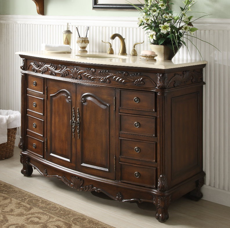 48 inch Adelina Antique Bathroom Vanity Fully Assembled