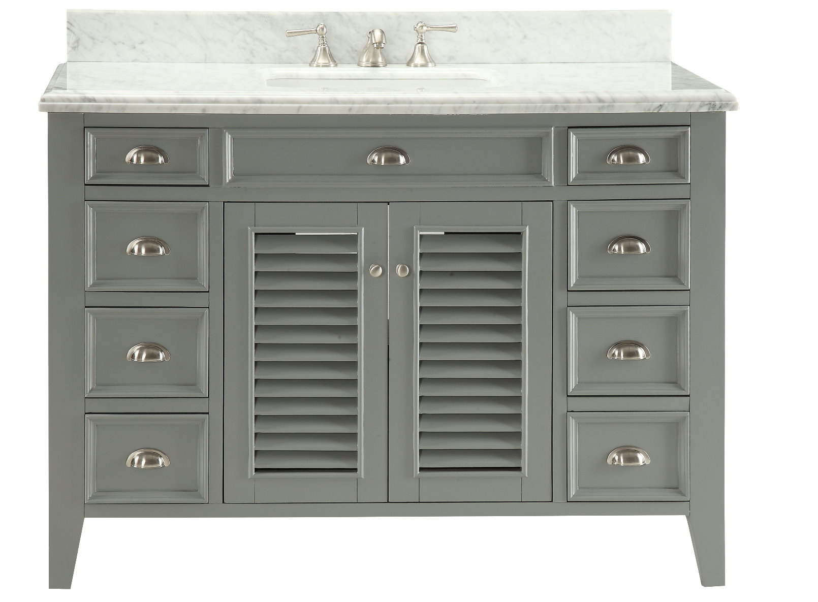 Adelina 50 inch Cottage Grey Finish Bathroom Vanity Italian Carrara Marble Top