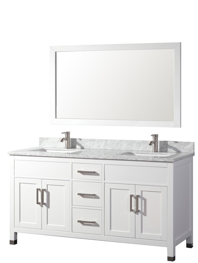 Adelina 60 inch Contemporary White Finish Double Sink Bathroom Vanity Cabinet