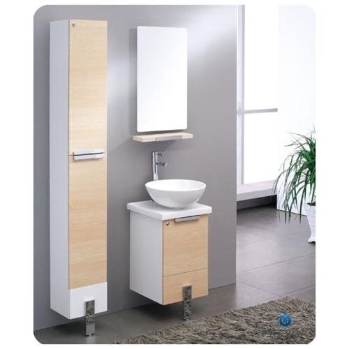 16" Light Walnut Modern Bathroom Vanity with Mirror