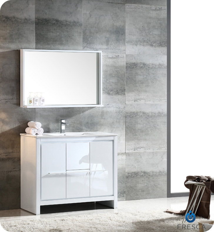 40 inch Modern Bathroom Vanity Glossy White Finish
