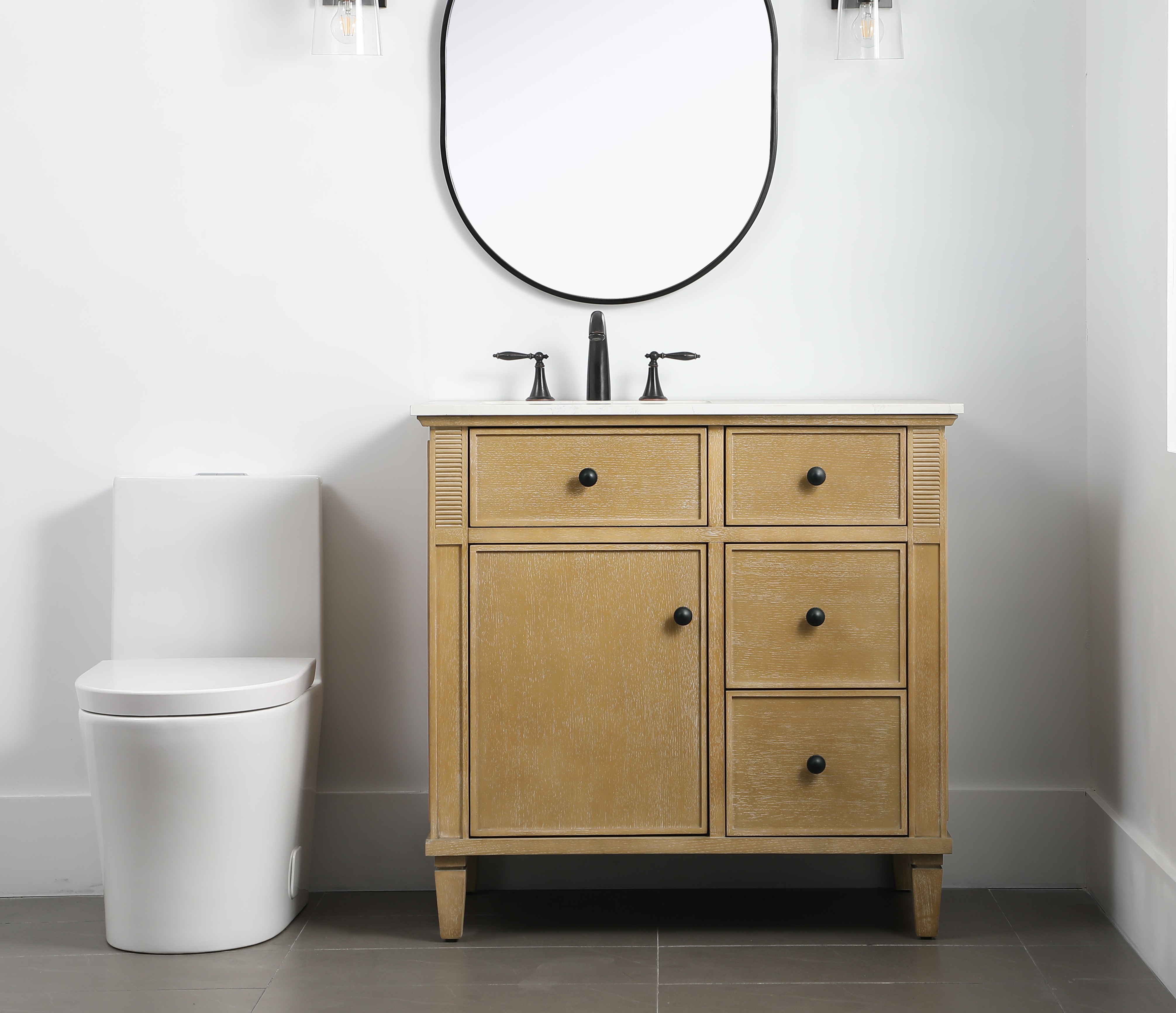 36-inch Adelina Natural Antique Oak Traditional Modern Bath Vanity 