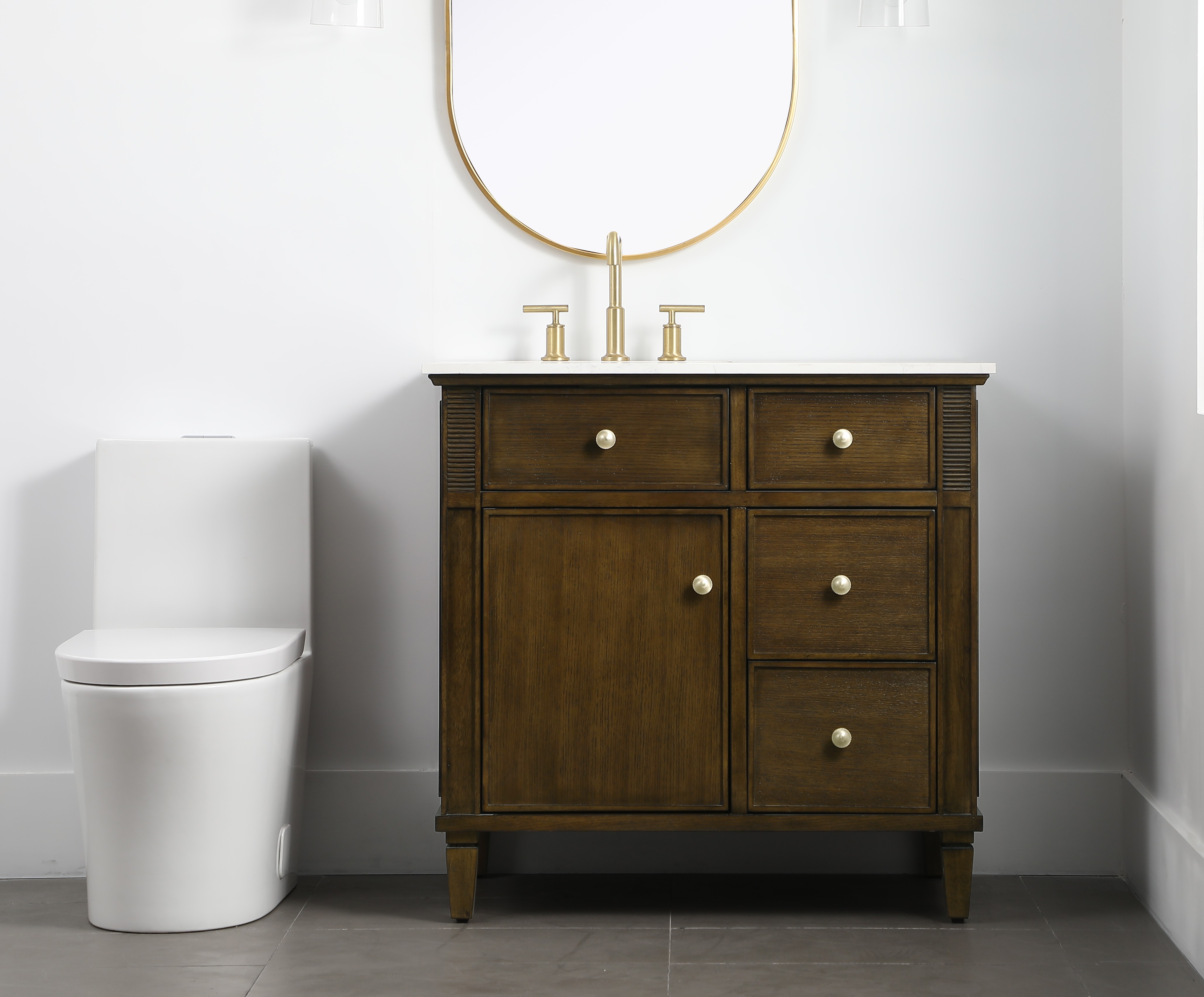 36-inch Adelina Natural Dark Oak Traditional Modern Bath Vanity 