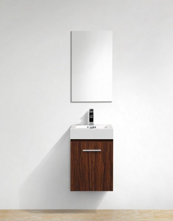 Modern Lux 16" Walnut Wall Mount Modern Bathroom Vanity