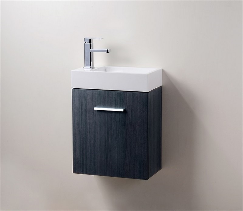 Modern Lux 18" High Gloss Gray Oak Wall Mount Modern Bathroom Vanity
