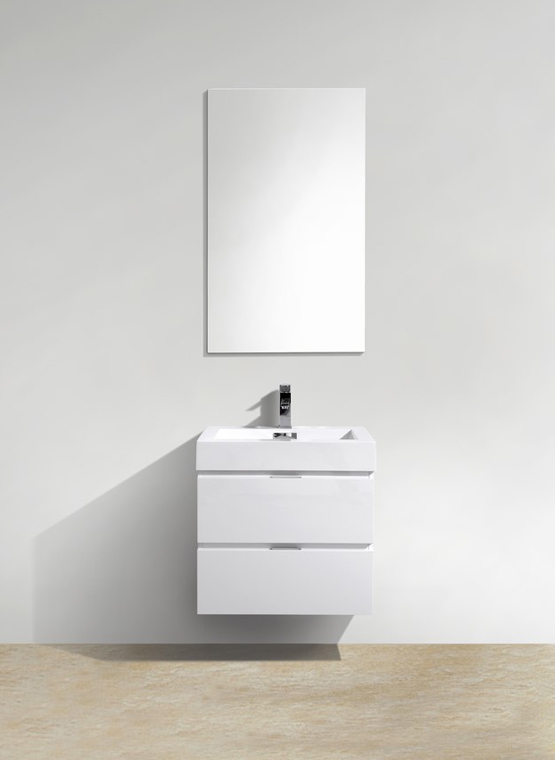 Modern Lux 24" High Gloss White Wall Mount Modern Bathroom Vanity