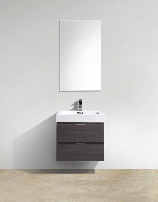Modern Lux 24" High Gloss Gray Oak Wall Mount Modern Bathroom Vanity