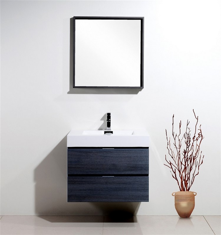 Modern Lux 30" Gray Oak Wall Mount Modern Bathroom Vanity