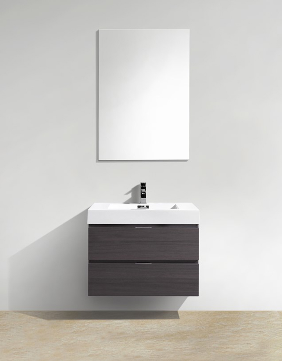 Modern Lux 30" High Gloss Gray Oak Wall Mount Modern Bathroom Vanity