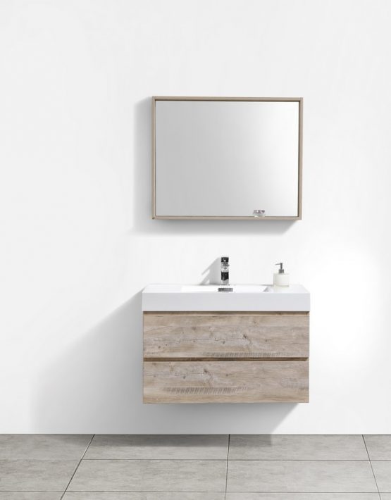 Modern Lux 36" Natural Wood Wall Mount Modern Bathroom Vanity