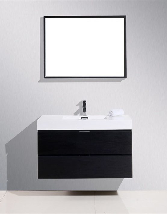 Modern Lux 40" Black Wall Mount Modern Bathroom Vanity
