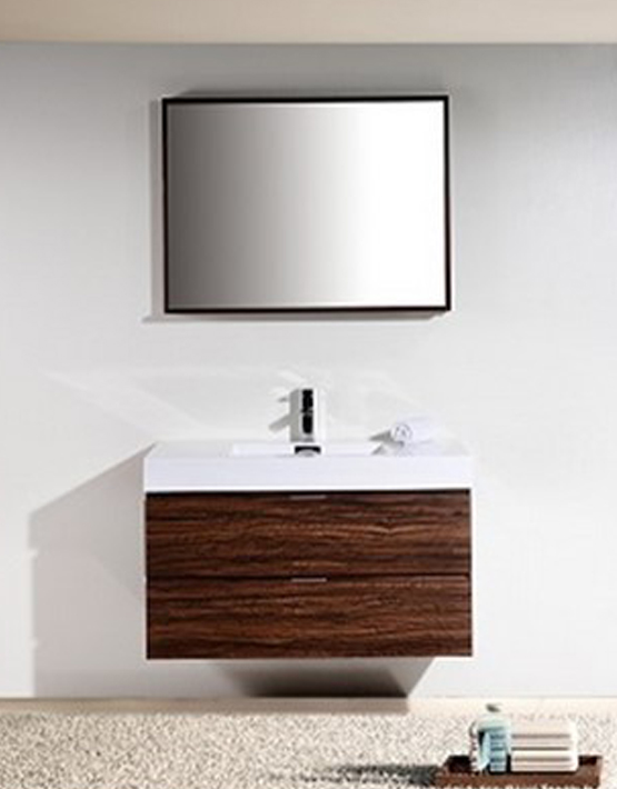 Modern Lux 40" Walnut Wall Mount Modern Bathroom Vanity
