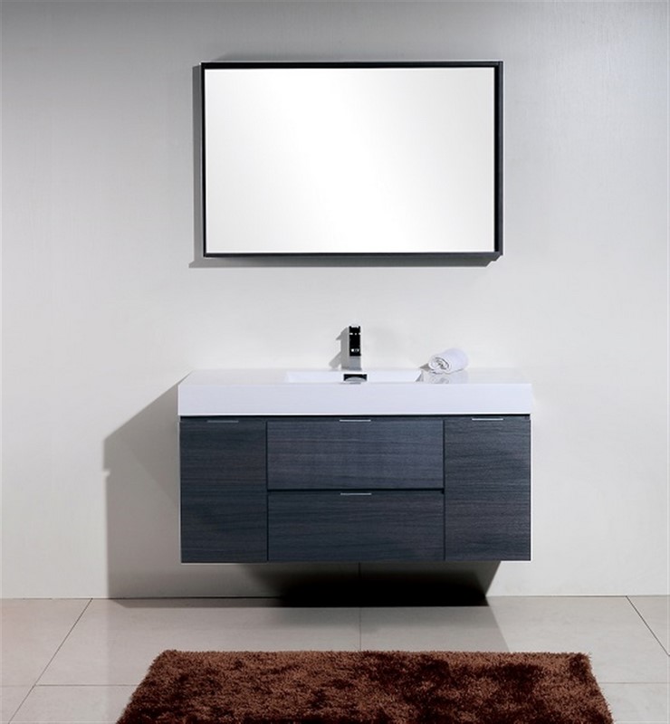 Modern Lux 48" Gray Oak Wall Mount Modern Bathroom Vanity