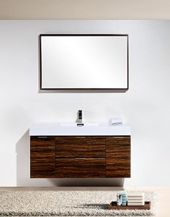 Modern Lux 48" Walnut Wall Mount Modern Bathroom Vanity