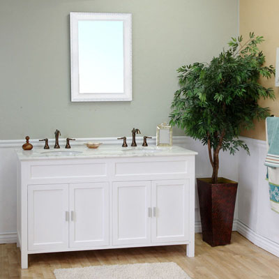 Bella 60 inch White Double Sink Bathroom Vanity 