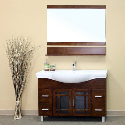 48" Medium Walnut Wood Single Bathroom Vanity