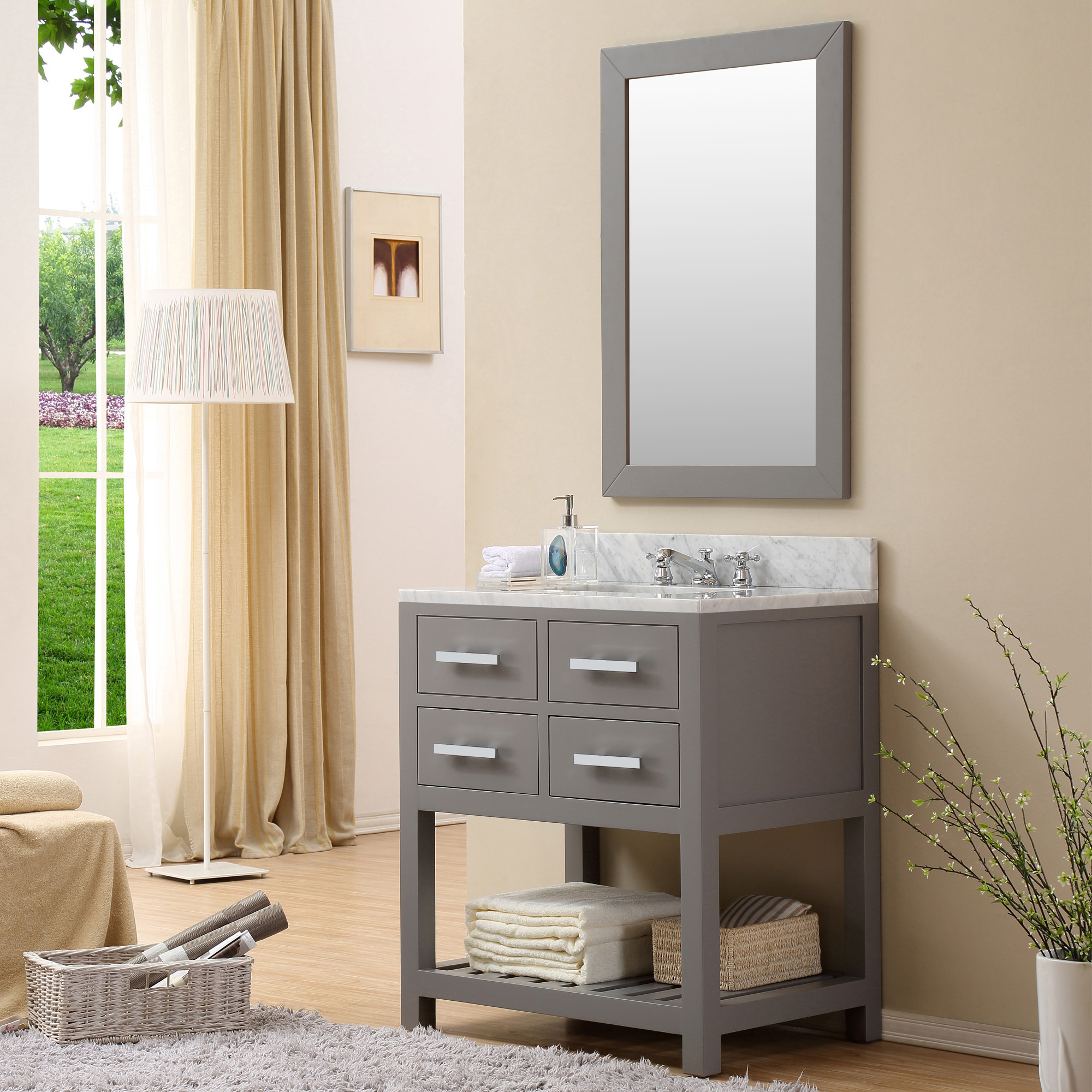 30" Gray Finish Single Sink Bathroom Vanity