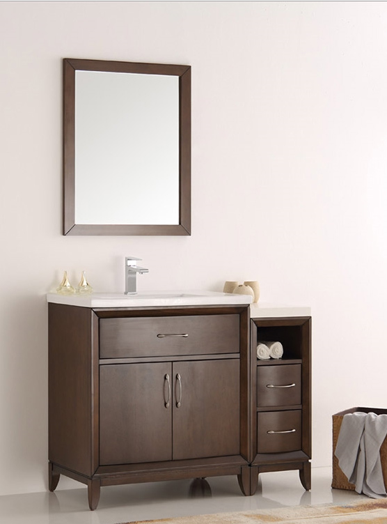 42" Antique Coffee Traditional Bathroom Vanity in Faucet Option