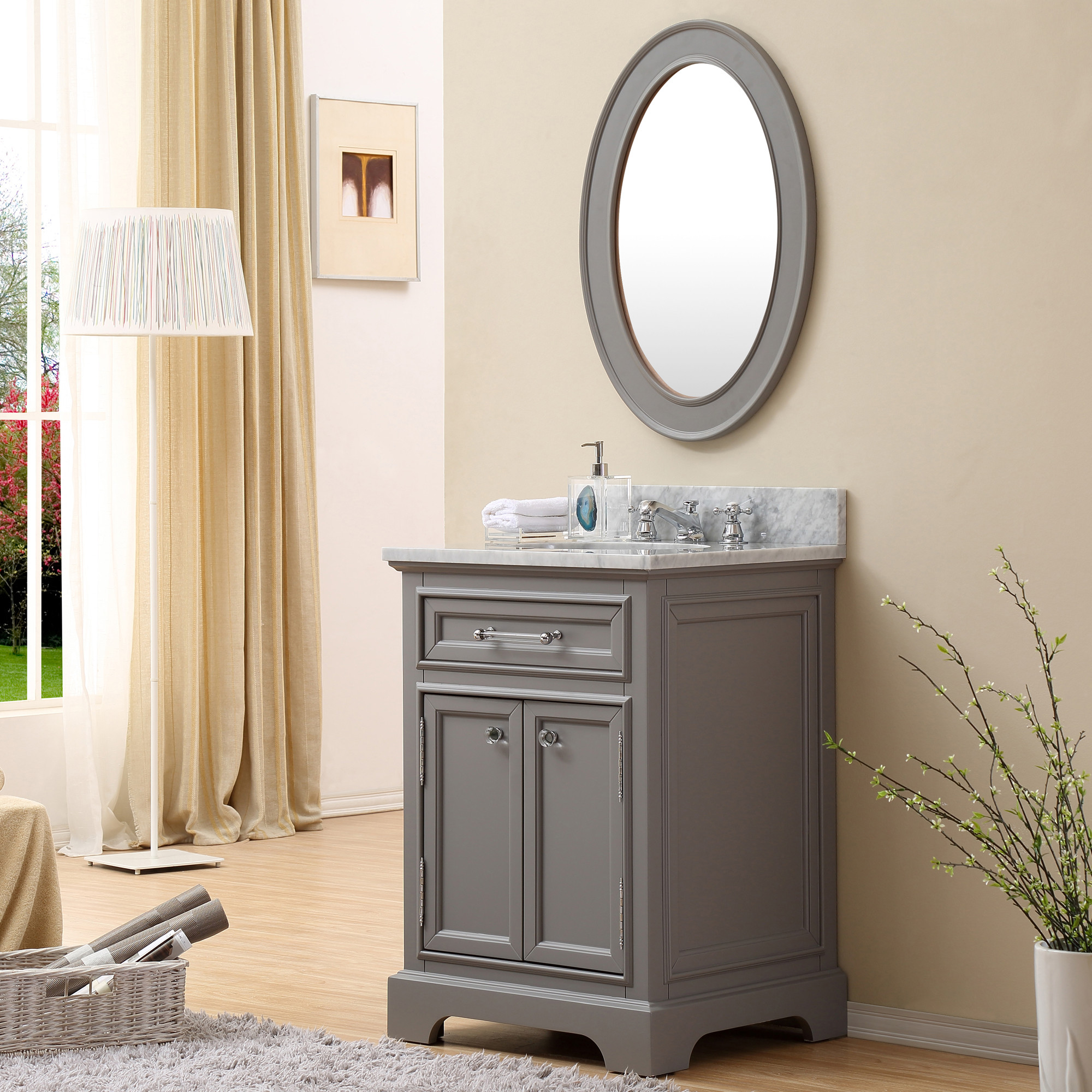 24 inch Traditional Bathroom Vanity Gray Finish