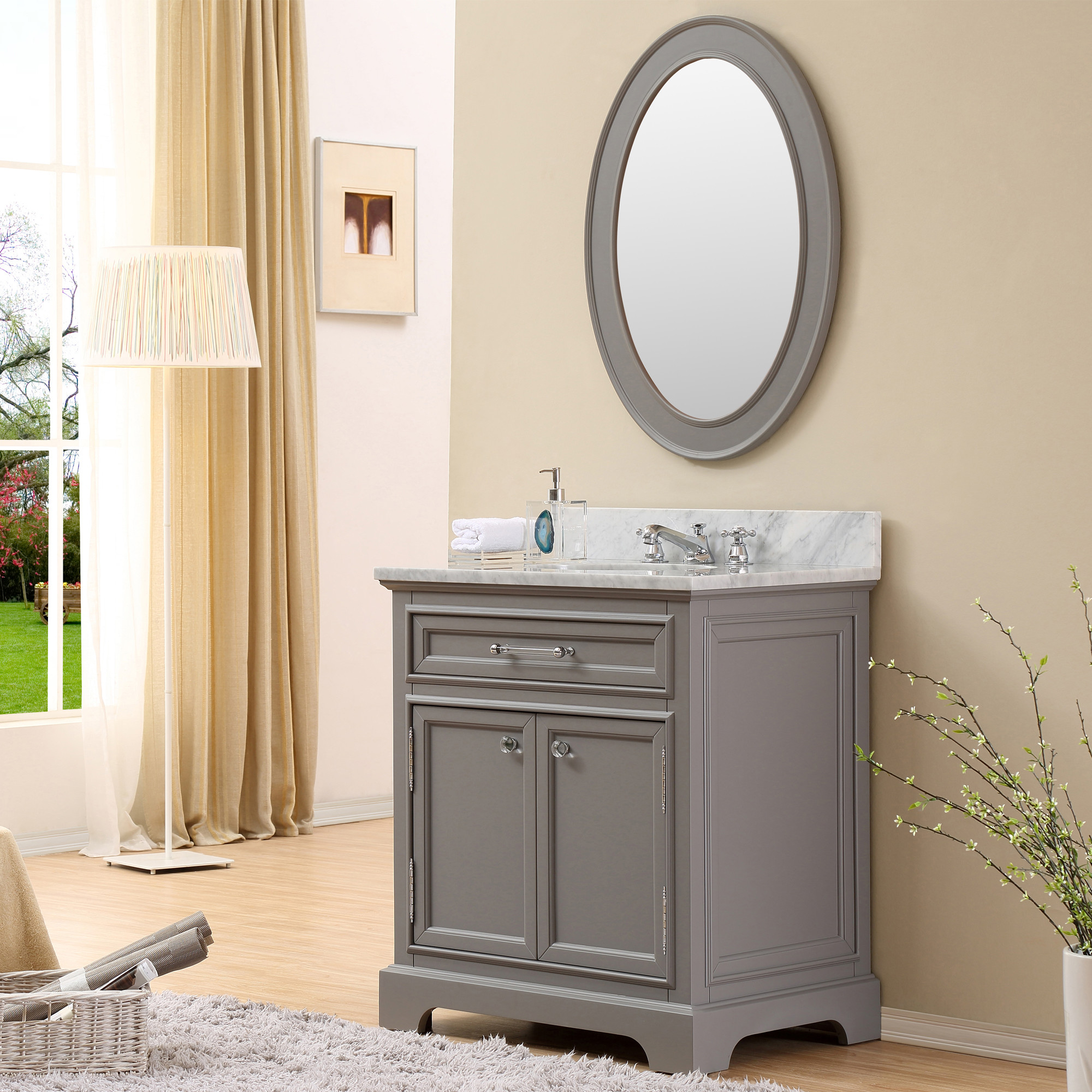 30 inch Traditional Bathroom Vanity Gray Finish