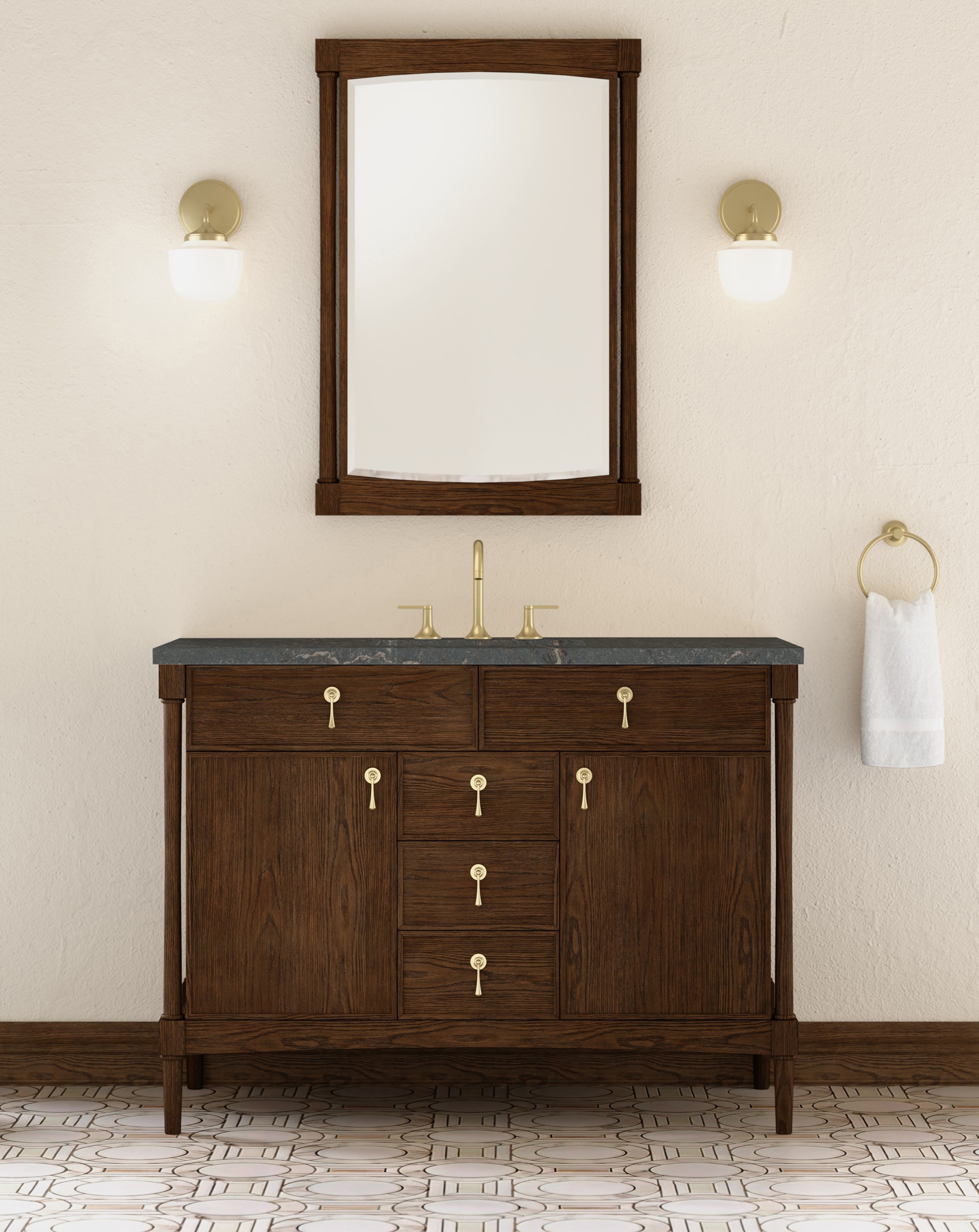 James Martin 48" Single Vanity Cabinet, Sable Oak with Countertop Options and Mirror Option