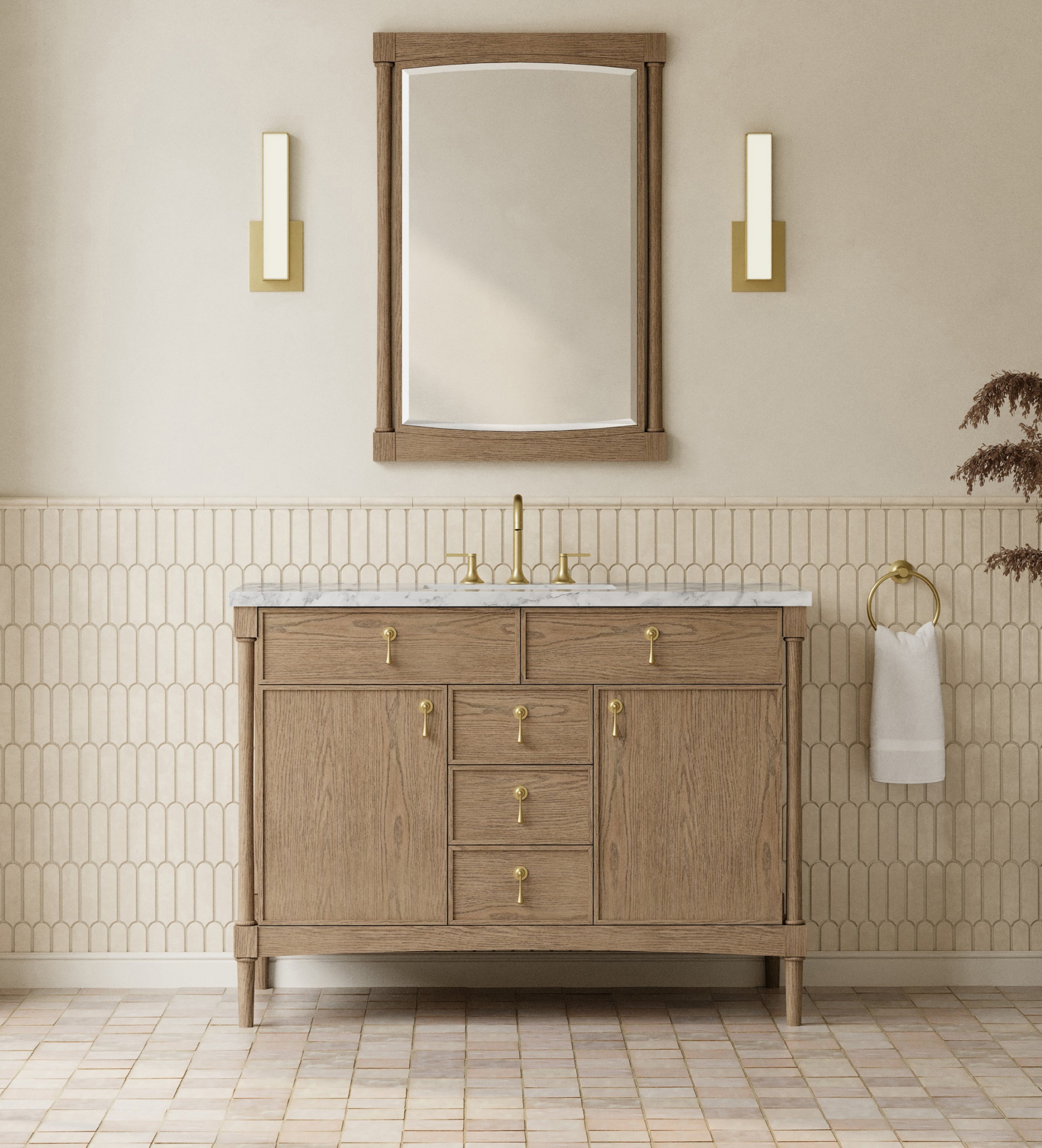 James Martin 48" Single Vanity Cabinet, Weathered Oak with Countertop Options and Mirror Option