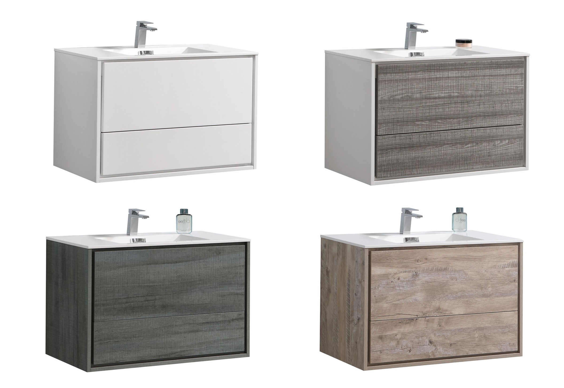 Modern Lux 36" Wall Mount Modern Bathroom Vanity with Color Options