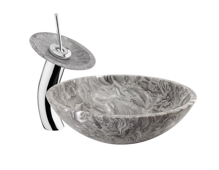 Stone Vessel Sink Waterfall Faucet DLFHD-711 Combo