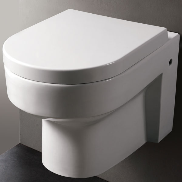 EAGO Round Elongated Wall Mount Dual Flush Bathroom Toilet