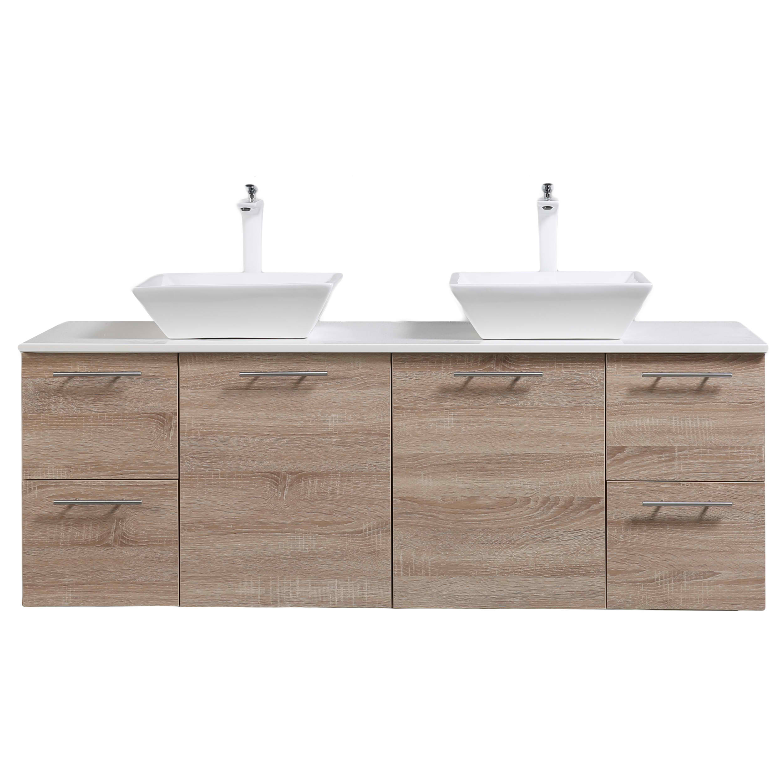 White Oak Wall Mounted Bathroom Vanity, Luxury Wall Mounted Bathroom Cabinets