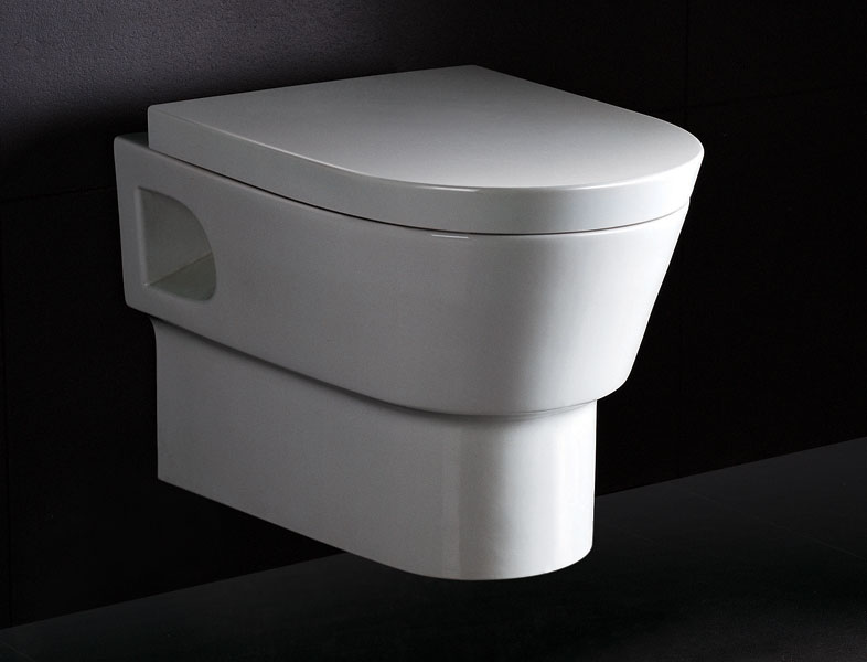 Eago Round Elongated Wall Mount Dual Flush Toilet 