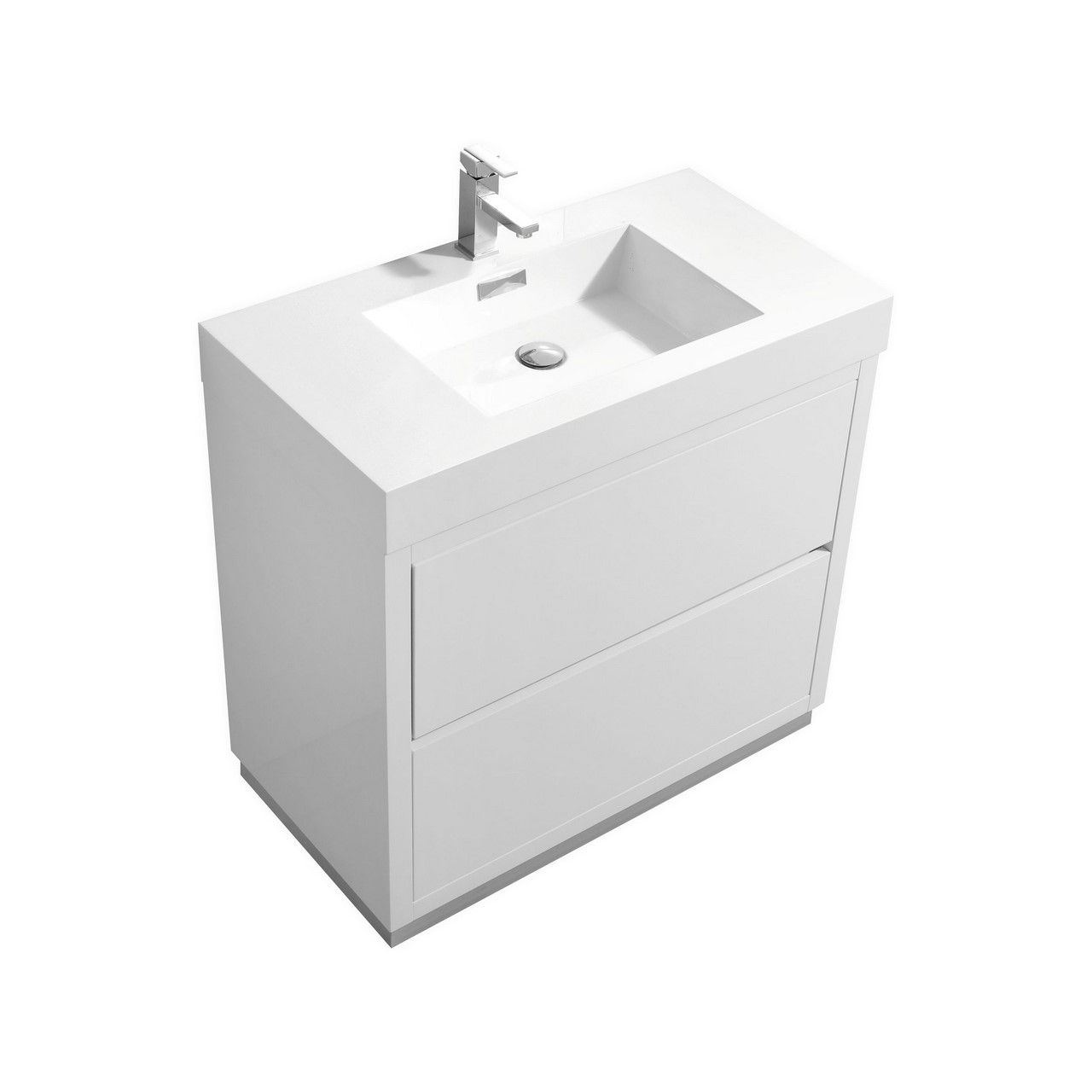 Modern Lux 36" High Gloss White Free Standing Modern Bathroom Vanity