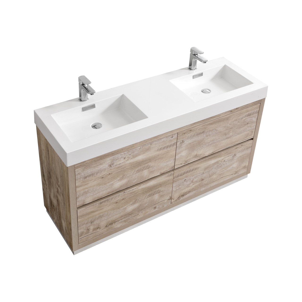 Modern Lux 60" Double Sink Nature Wood Free Standing Modern Bathroom Vanity